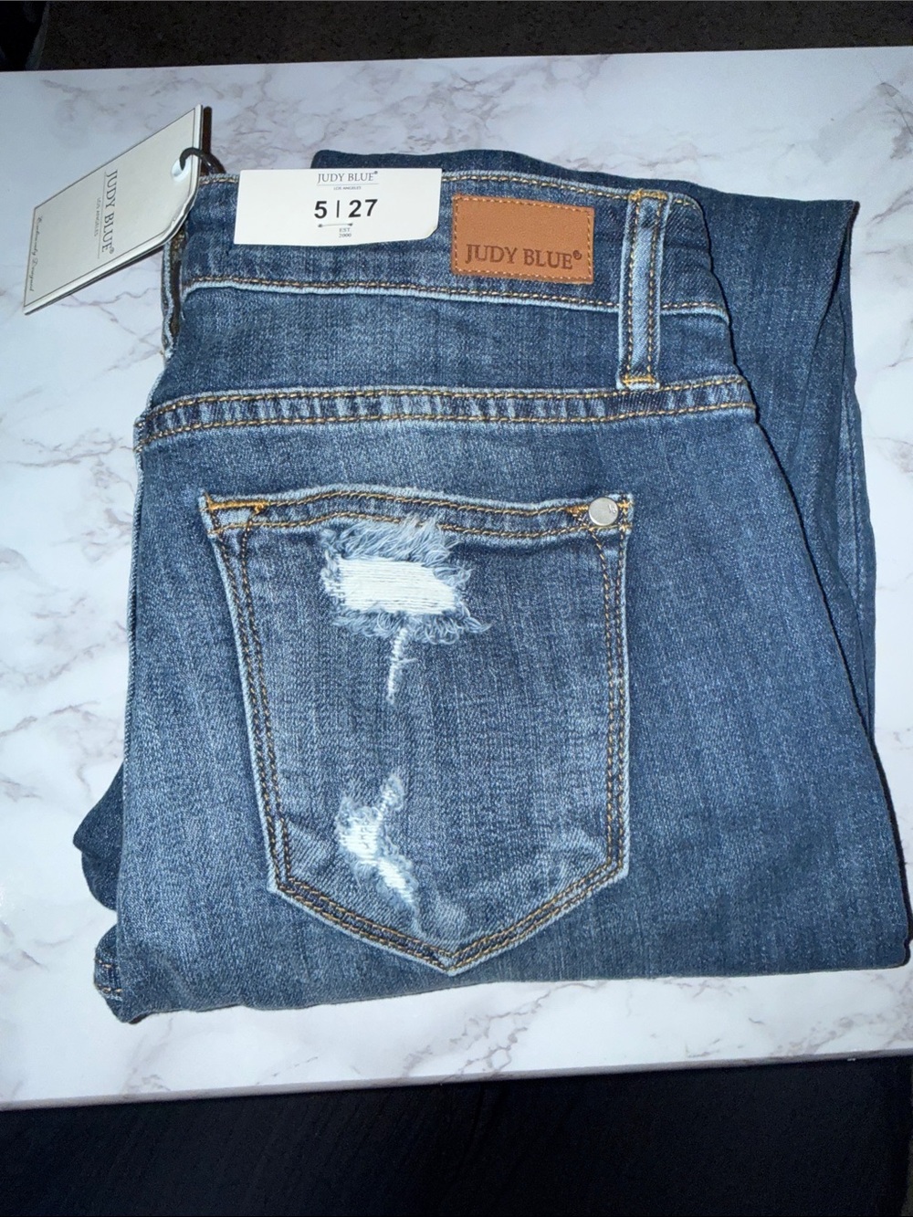Judy Blue Women's Mid Blue Distressed Skinny Jeans size 5/27
